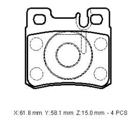 A0024200120 - MERCEDES 190- W201- 83/93; ARKA FREN BALATASI (KABLOSUZ)(DİSK) (61,8X58,1X13,5)(BRAMAX)