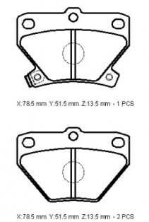 04466-20090 - TOYOTA YARIS- 00/06; ARKA FREN BALATASI 1,0/1,3/1,5 (DİSK) (78,5X51,5X13,5) (DAIWA)