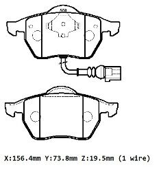 8N0698151A - AUDI A3- 97/03; ÖN FREN BALATASI 1,8T/1,9TDI (1KABLOLU)(DİSK)(156,4X73,8X19,5)(BRAMAX)