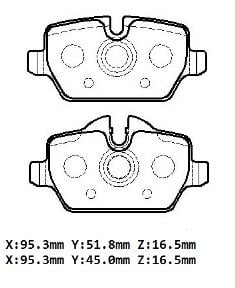 34219808172 - Bmw 3 Serı- E90- 05/11; Arka Fren Balatası (Kablosuz)Disk(95.20X44.63X17.4/95.20X50.95X17.4)(Bramax)