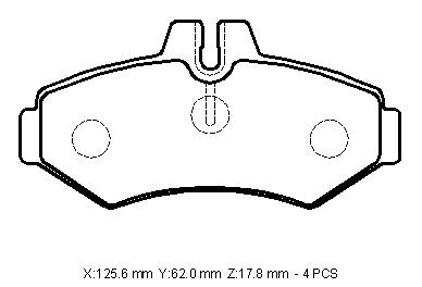 A0084204420 - VOLKSWAGEN VOLT- LT35/LT46- 96/07; ARKA FREN BALATASI (KULAKSIZ)KABLOSUZ)DİSK)(125,6X62X17,8)BRAMAX)