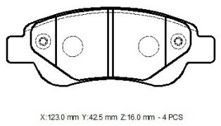 4253.27 - CITROEN C1- 07/13; ÖN FREN BALATASI (DİSK)(123X42,7X16)(BRAMAX)