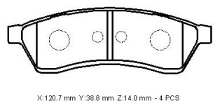 96496763 - CHEVROLET EPICA- 07/12; ARKA FREN BALATASI (DİSK)(120,7x38,8x14) (BRAMAX)