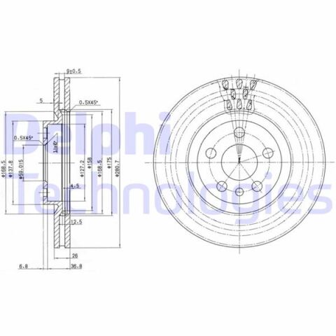 ÖN FREN DİSKİ CITROEN JUMPY I 99 06 PEUGEOT EXPERT 96 06 P806 94 02 FIAT SCUDO 96 06 281x43.5x26