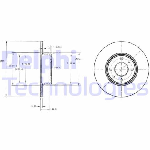 ARKA FREN DISKI FIAT BRAVO II 07 STILO 01 LINEA 07 ALFA ROMEO MITO 08 LANCIA DELTA II 08 251.5x10x4DL