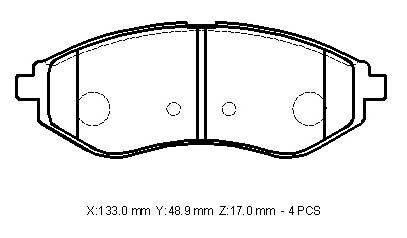 96534653 - CHEVROLET KALOS- SD/HB- 05/06; ÖN FREN BALATASI (DİSK) (133X48,9X17) (BRAMAX)