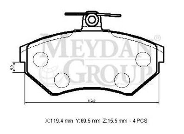 357698151E - VOLKSWAGEN CADDY- 96/03; ÖN FREN BALATASI (DİSK) (119,4X69,5X15,5) (BRAMAX)