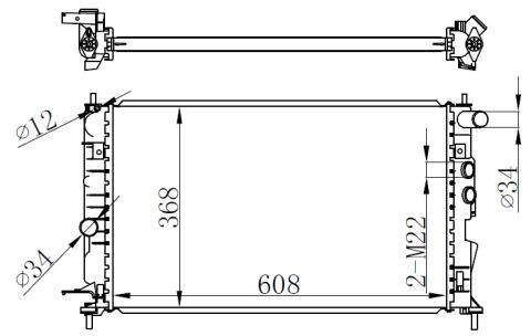 RADYATÖR VECTRA B AC KLİMASIZ MEK BRAZİNG 608x358x26