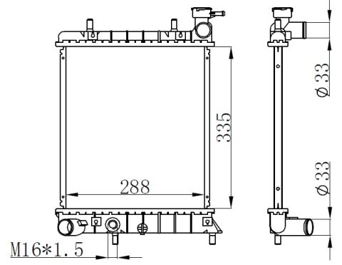 RADYATÖR BRAZİNG ACCENT ADMIRA 00-05 1.3I AC KLİMASIZ MEK 335x298x16