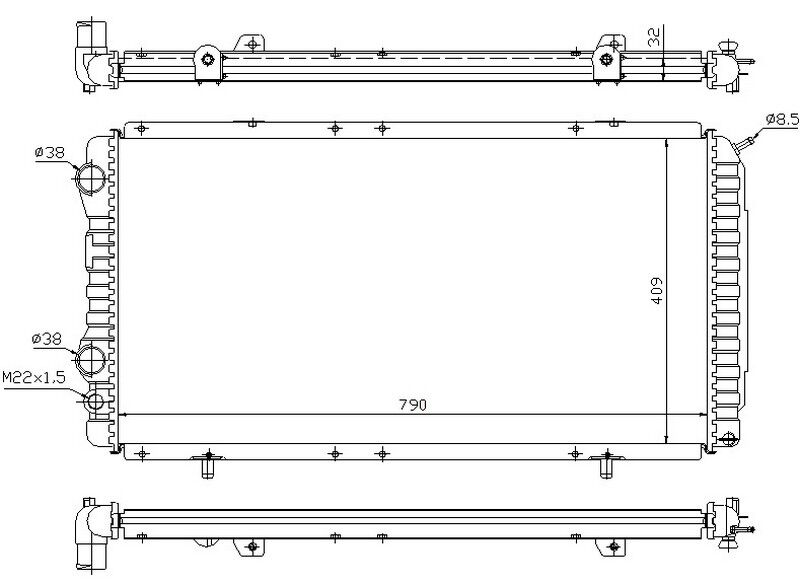 RADYATÖR BOXER-DUCATO-JUMPER 97-02 1.9D-2.5D-2.8HDI AC MEK 790x415x34