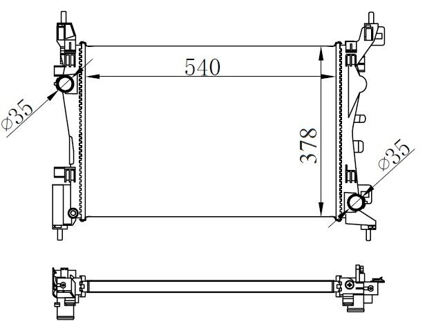 RADYATÖR BRAZİNG GRANDE PUNTO 1.2-1.4 1.4 16V 05 AC KLİMALI MEK OTOM 540x378x23