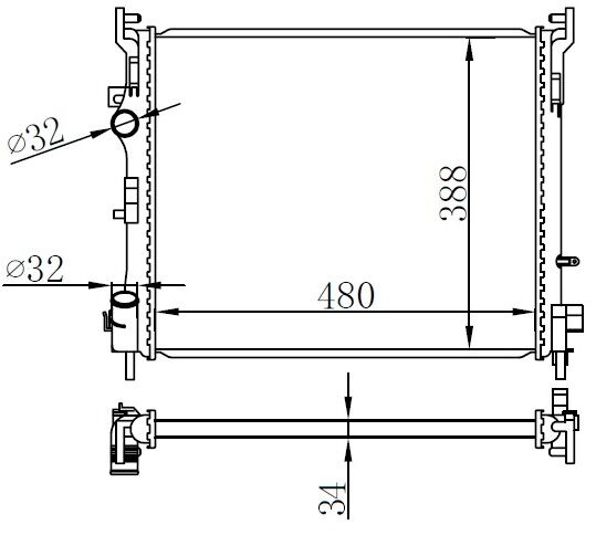 RADYATOR MECHANİCAL 480X415X34 CLİO 01- THALİA 05- 67229