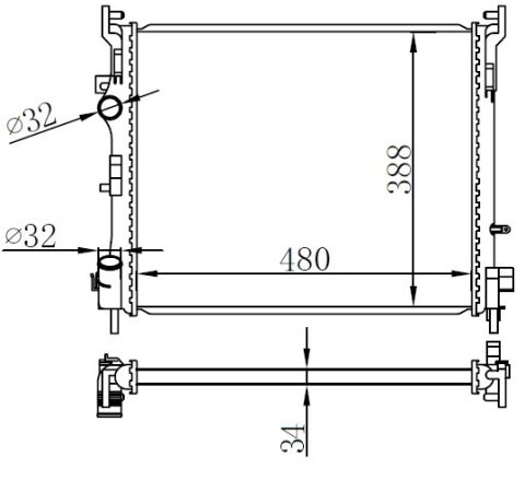 RADYATOR MECHANİCAL 480X415X34 CLİO 01- THALİA 05- 67229