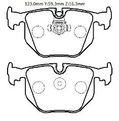 34216761240 - Bmw X5- E53- 00/03; Arka Fren Balatası (Kablosuz)(Disk) (123X59,3X16,3) (Bramax)