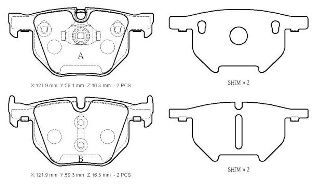 34216776937 - Bmw X5- F15- 14/18; Arka Fren Balatası (Kablosuz)(Disk)(121.9X58.1X16.3/121.9X59.3X16.3)(Bramax)