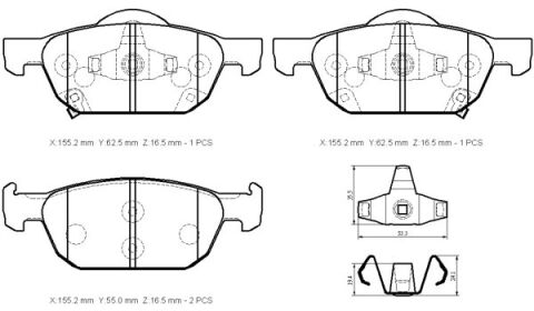 45022-TL1-G00 - HONDA ACCORD- 08/15; ÖN FREN BALATASI (DİSK) (155.2X62.5X16.5) (DAIWA)