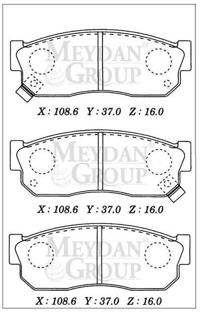 41060-01A25 - NISSAN SUNNY- B11 CD17- 84/88; ÖN FREN BALATASI DİZEL TİP (DİSK) (108,6X37X16) (DAIWA)