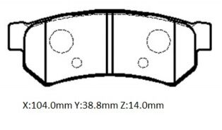 96800089 - CHEVROLET AVEO- SD- 07/12; ARKA FREN BALATASI (DİSK) (103,9x38,8x14)(BRAMAX)