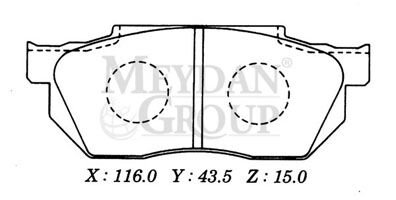 45022-SB0-670 - HONDA CIVIC- SD/HB- 92/95; ÖN FREN BALATASI TIRNAKSIZ TİP (DİSK) (116X43,5X15) (DAIWA)